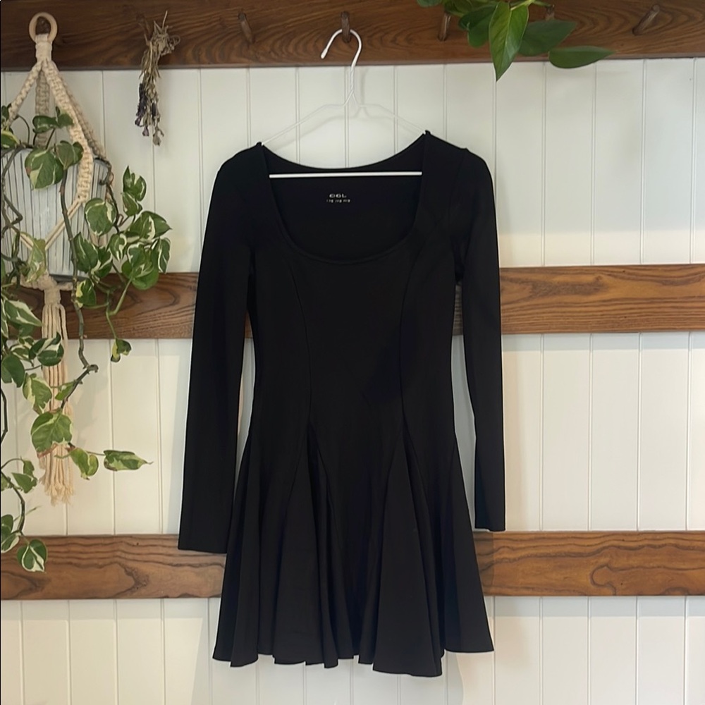OGL Black Fit and Flare Long Sleeve Dress